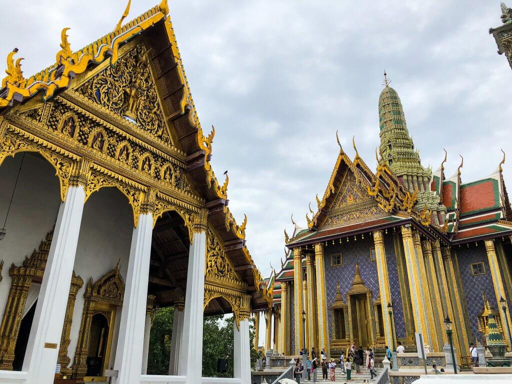 temples at the grand palace complex in bangkok
