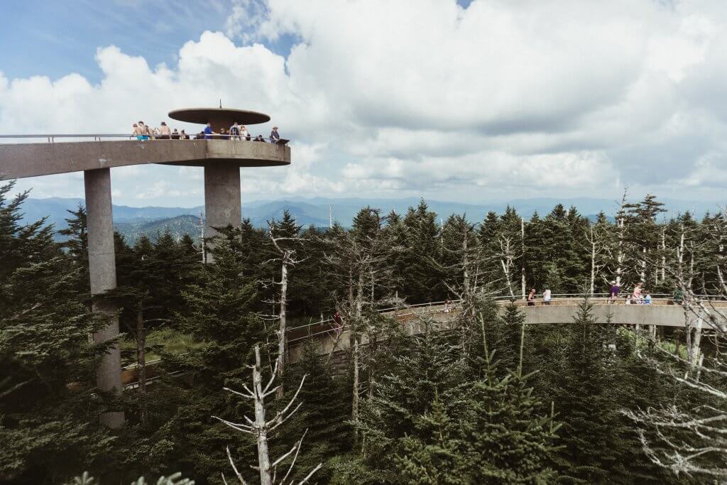 Elevated viewing platform at Clingman's dome in Great Smoky Mountains National Park
