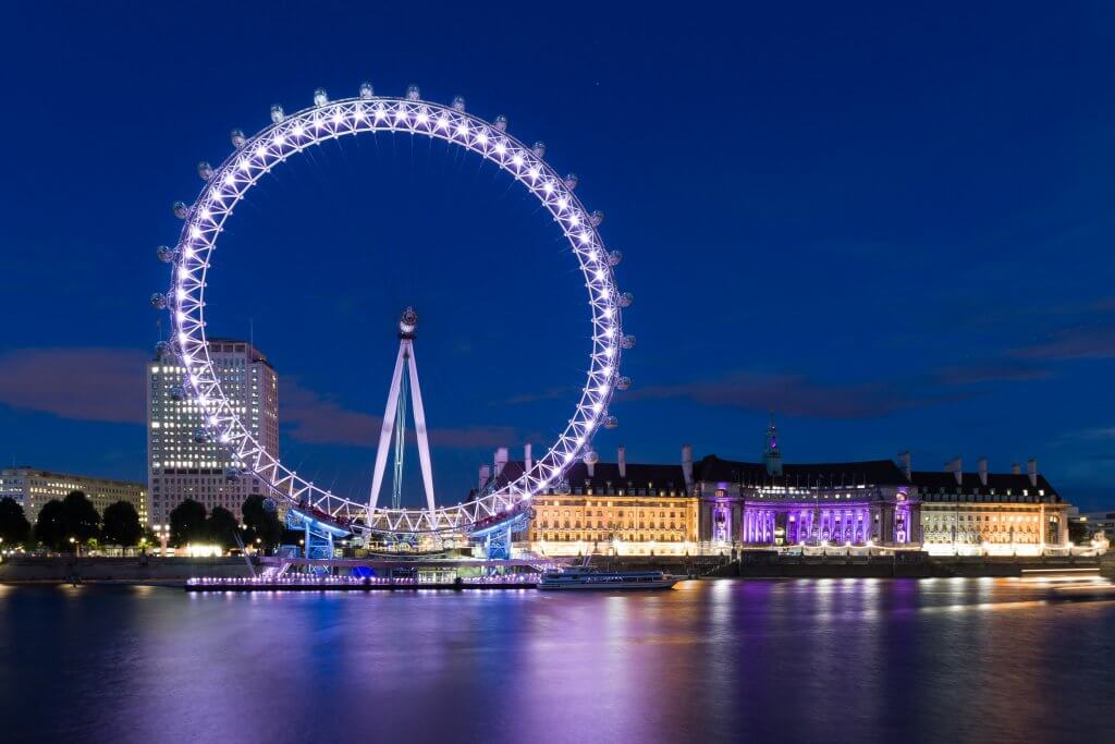 long exposure of the London Eye at night