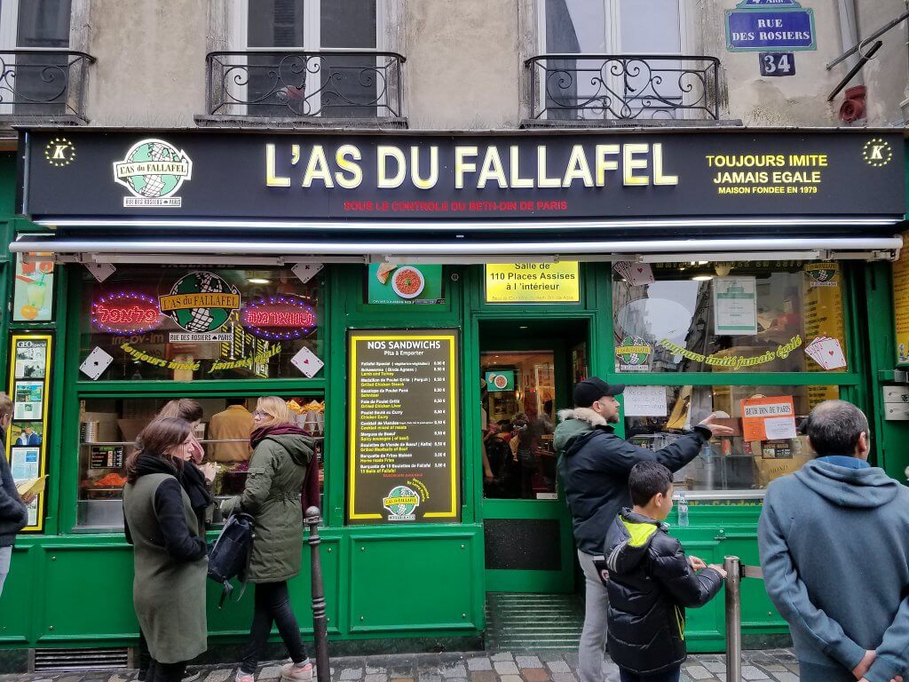outside of famous L'As du Fallafel restaurant
