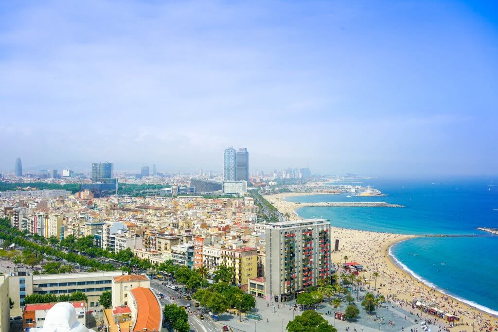 Barcelona shoreline from above