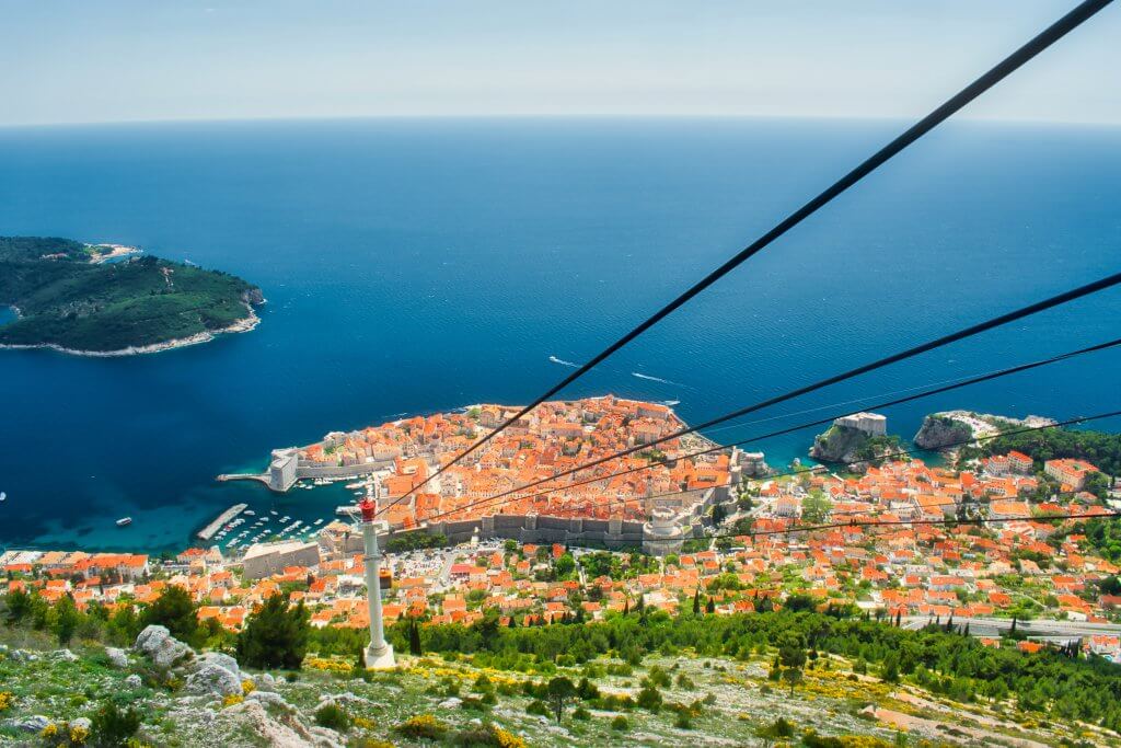 view of the city below from the Dubrovnik cable car
