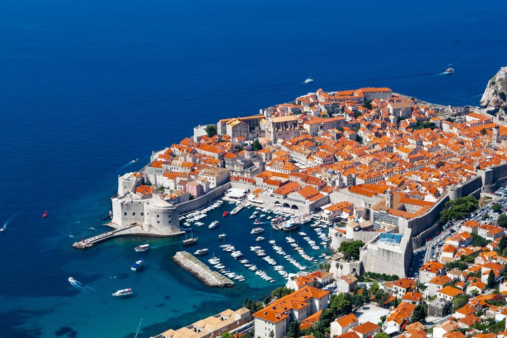 Aerial shot of Dubrovnik's old town