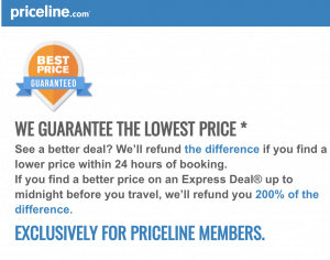 screenshot of priceline best price guarantee