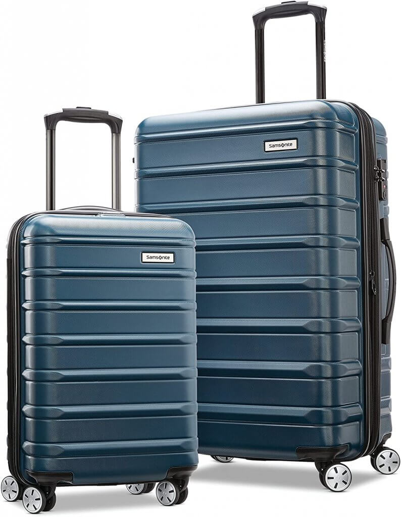 Blue travel suitcase