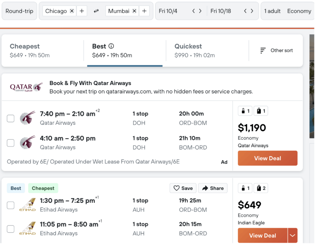 how to save on flights to mumbai