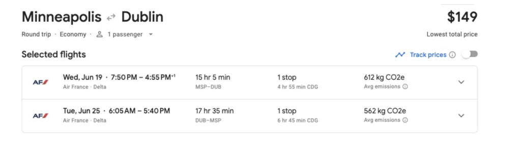 an example of a mistake fare for how to save on flights