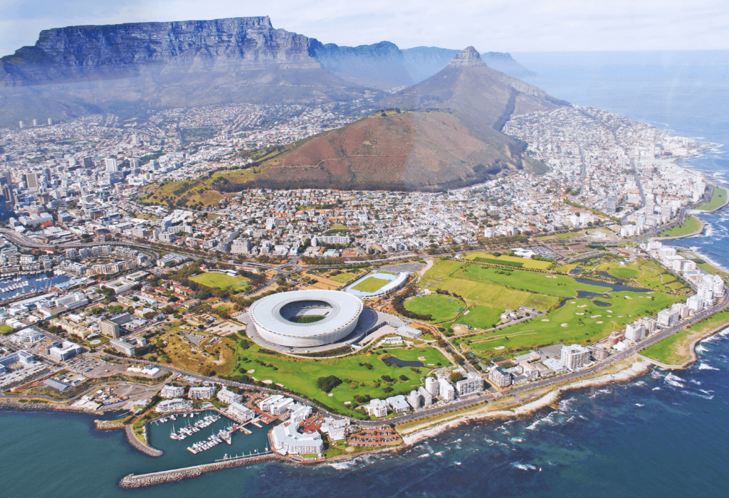 cape town, south africa from bird's eye view perspective