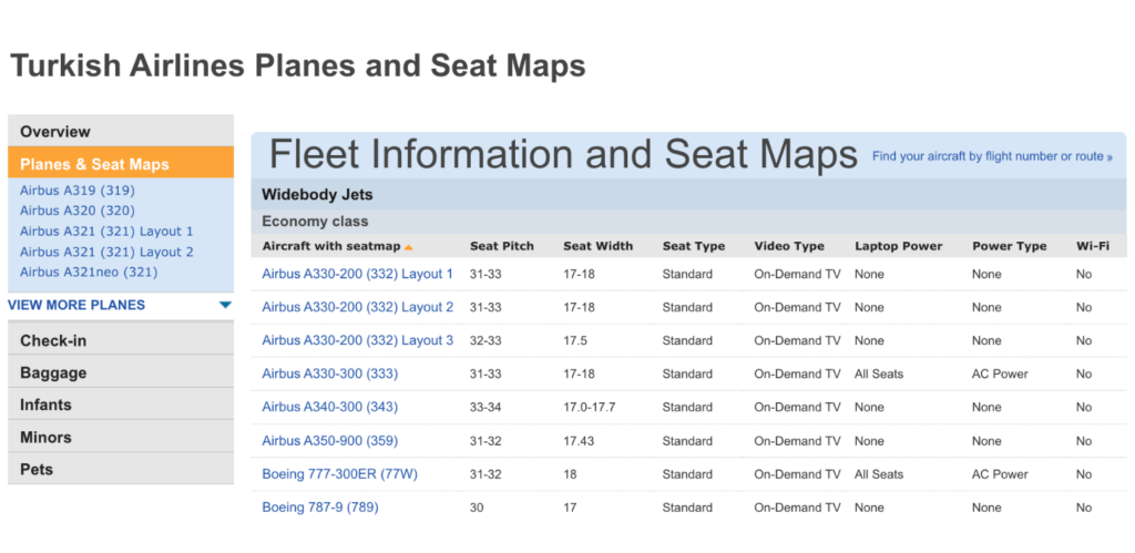 how to use seat guru to find seat pitch on your plane