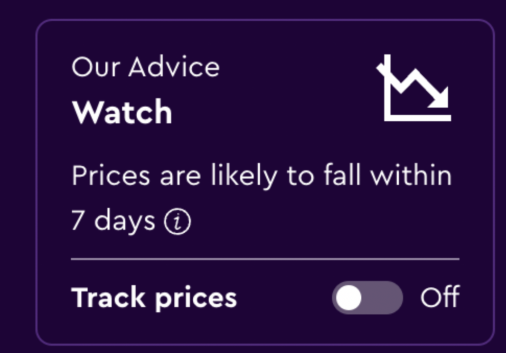 Fare alerts from Momondo to track flight prices