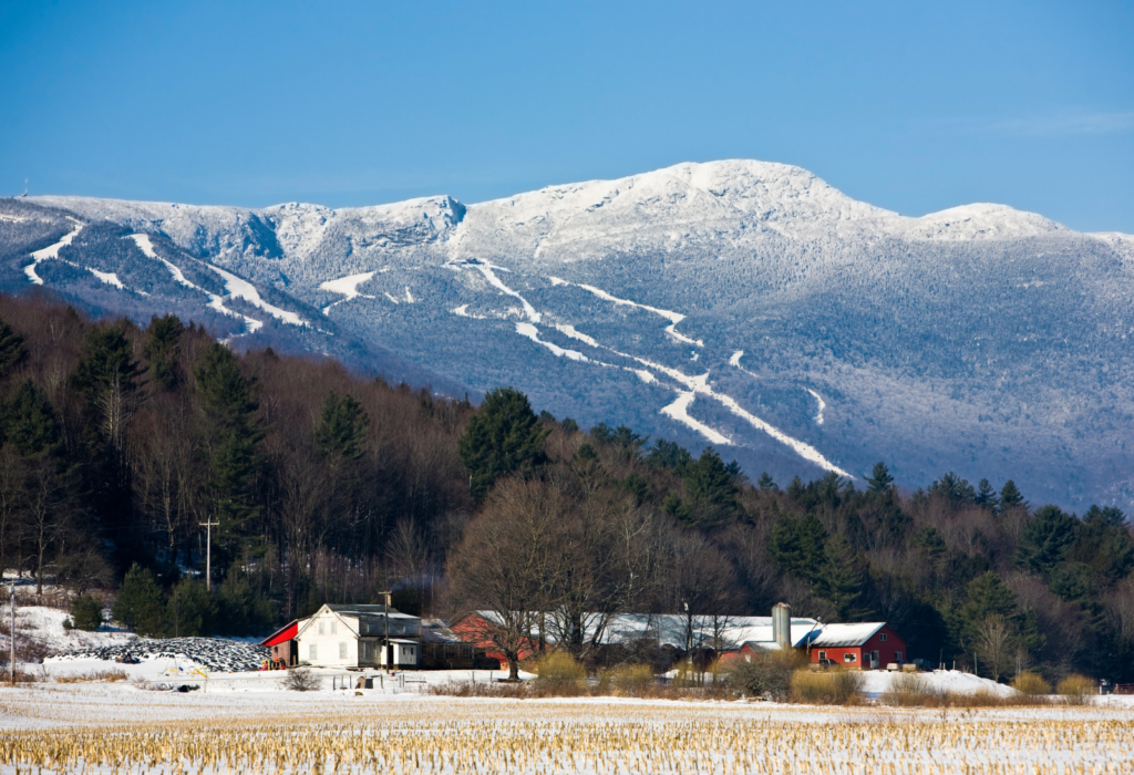 Stowe, Vermont, a small New England ski resort that's great for skiing in January and is affordable