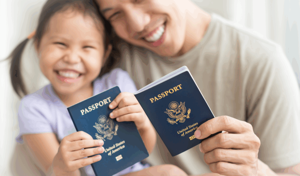 family with passports