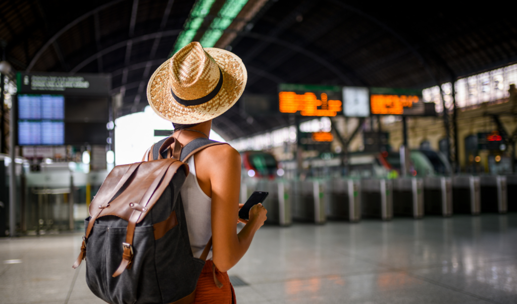 traveler using phone