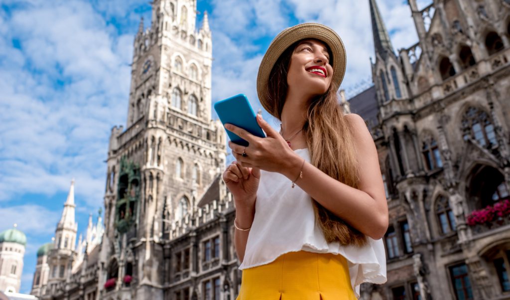 traveler on phone
