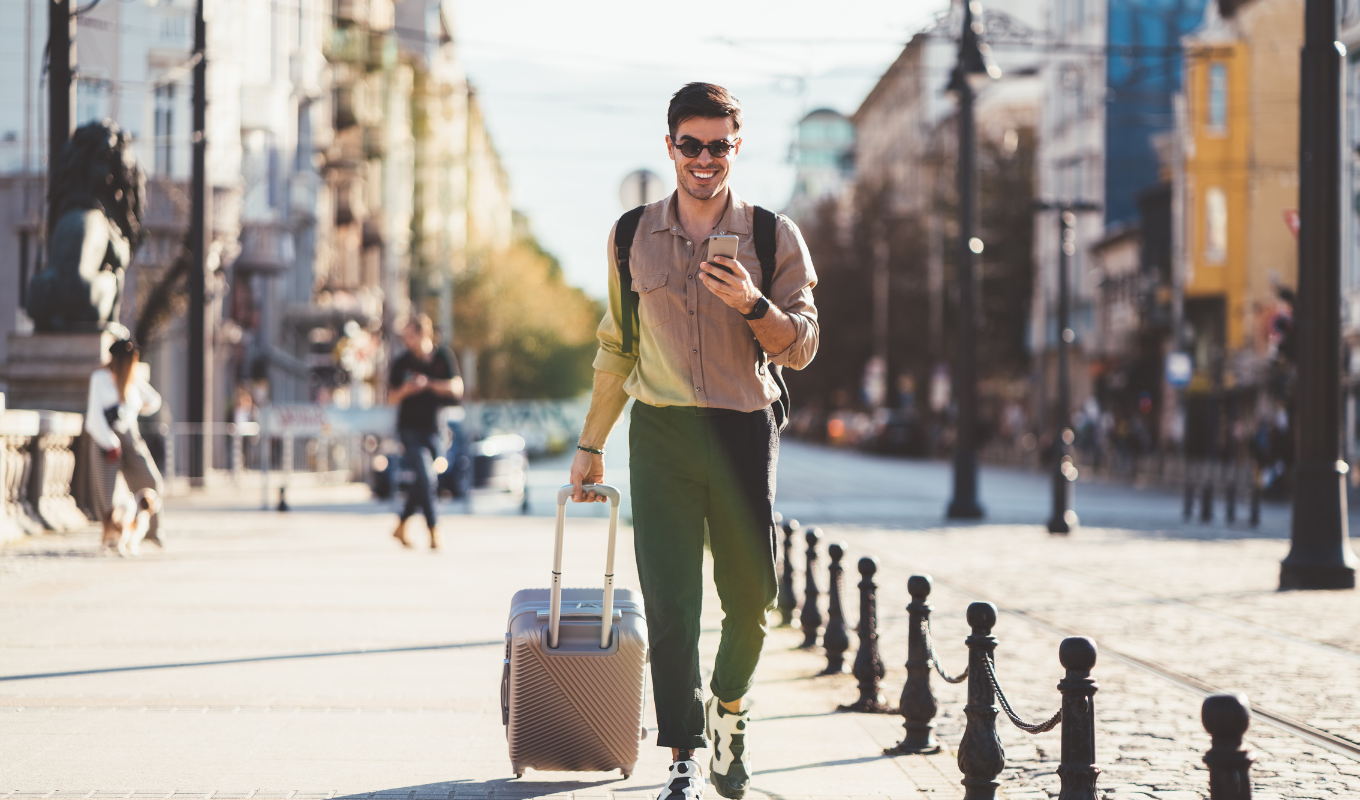 traveler on phone