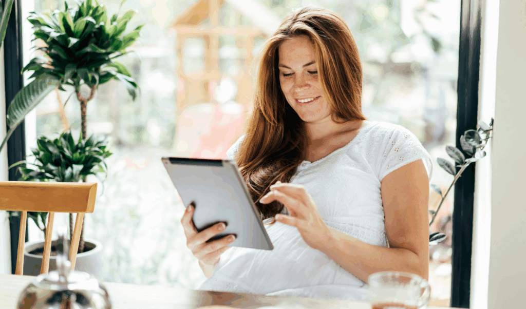 person using tablet