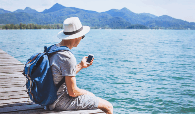 traveler on phone