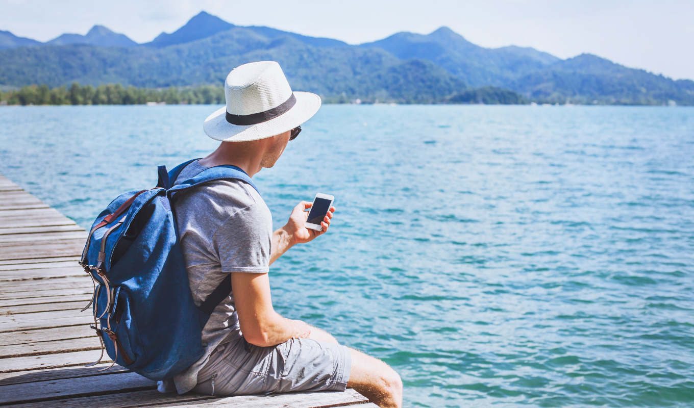 traveler on phone