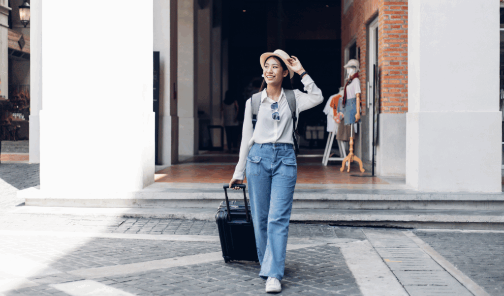 traveler with suitcase
