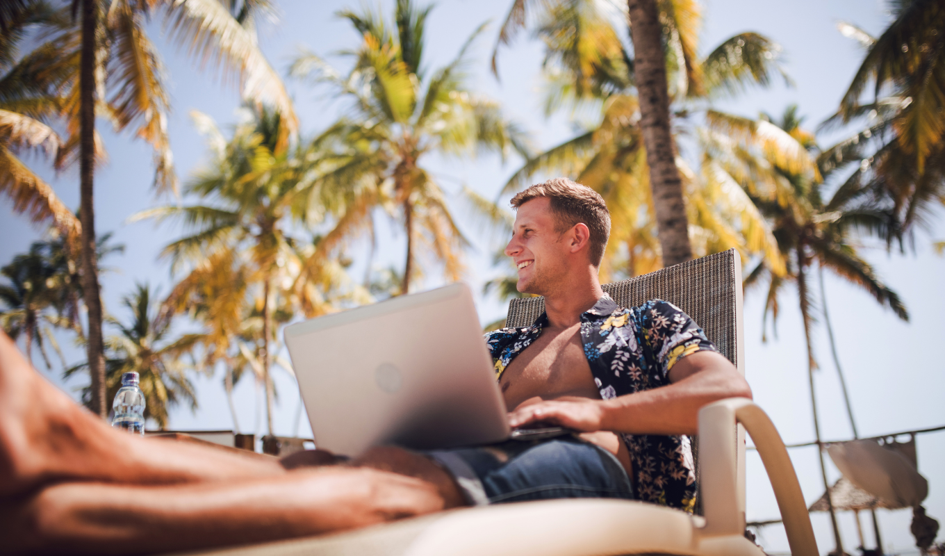 man on computer