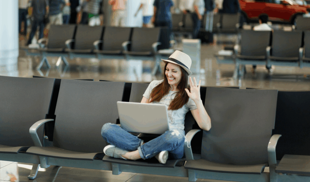 traveler on computer